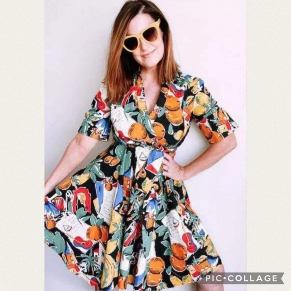 Anthro Eva Franco Alejandra Faux Wrap Mini Dress in Black Motif (Price Firm) - Picture 9 of 9